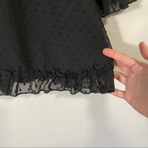 SHOWPO Stay Forever Dress in Black Long Sleeve Swiss Dot V-Neck NWT Size 2 - Picture 9 of 12